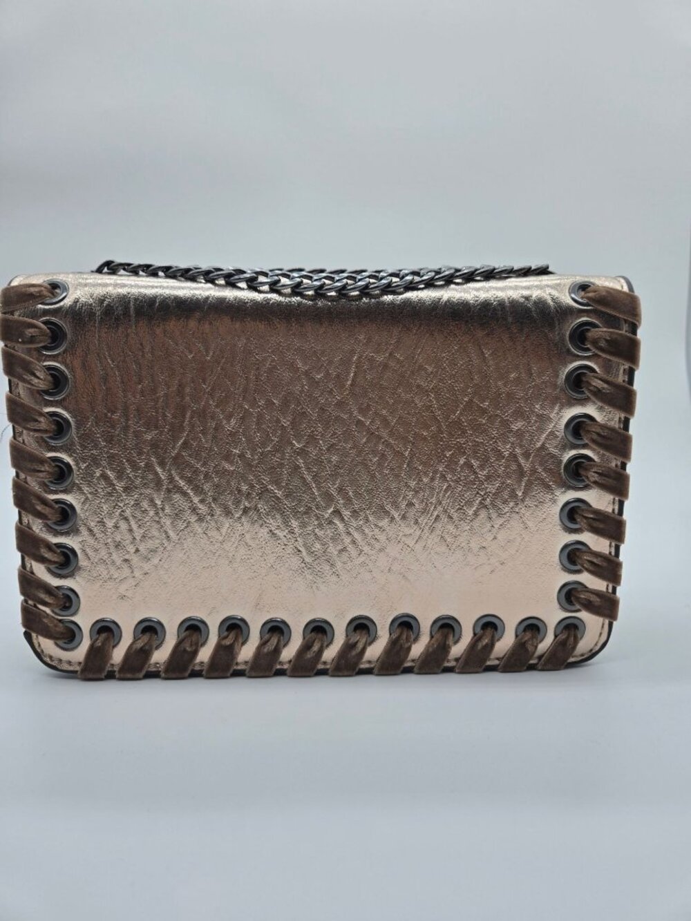 Jessica Simpson Metallic (Rose) Gold Faux Leather Chain Strap Crossbody Shoulder